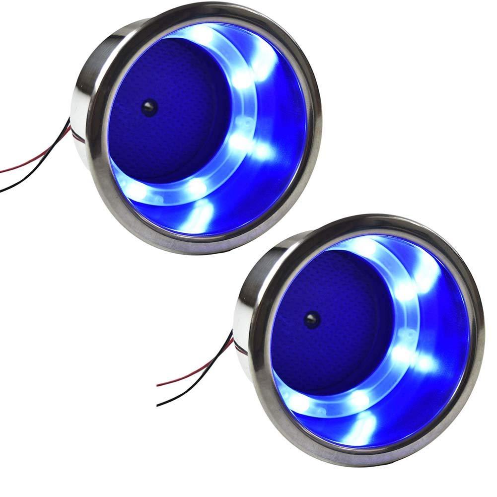 [AUSTRALIA] - 2 Pieces Blue LED Stainless Steel Cup Drink Holder with Drain & LED Marine Boat Rv Camper 