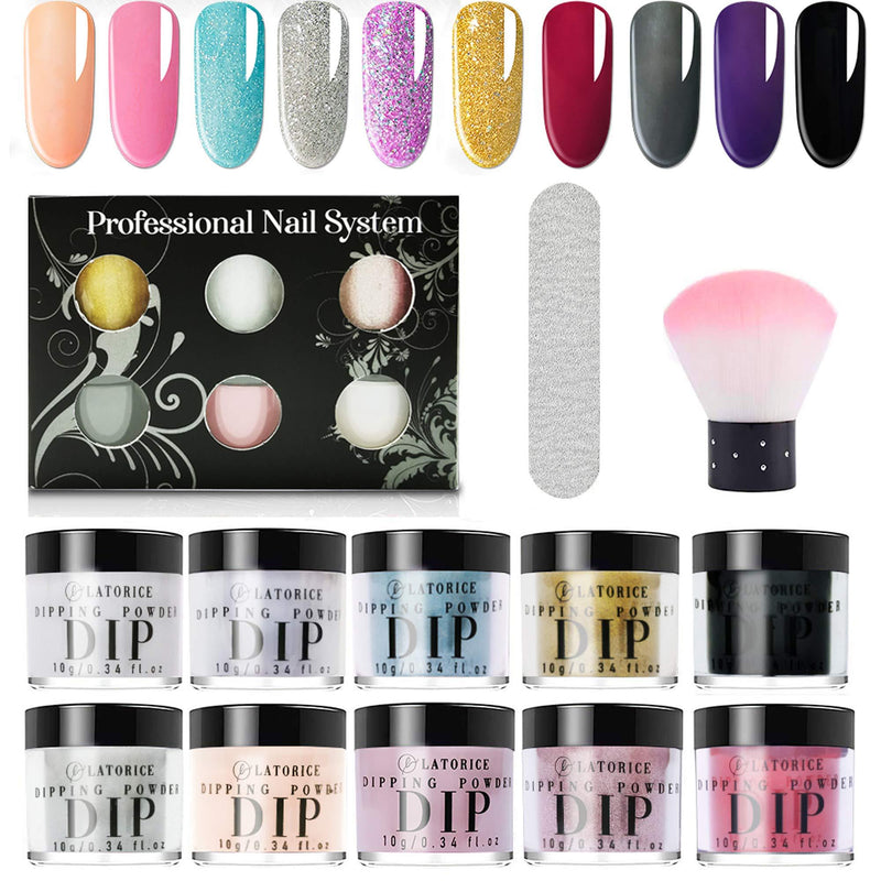 Latorice Dipping Powder Nail Set for Nail Art (5/10) Colors Collection, Dip Powders Nails for French Nail Manicure Nail Art Set Essential Set (10-COLORS) 10-COLORS - BeesActive Australia