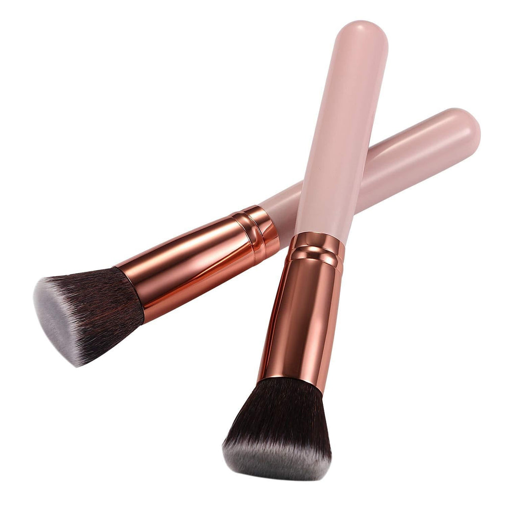 Vtrem Foundation Makeup Brush 2 Pieces Flat Top Kabuki Brushes with Premium Synthetic Dense Bristles Perfect For Blending, Liquid, Cream or Flawless Powder Cosmetics, Buffing, Stippling, Concealer - BeesActive Australia
