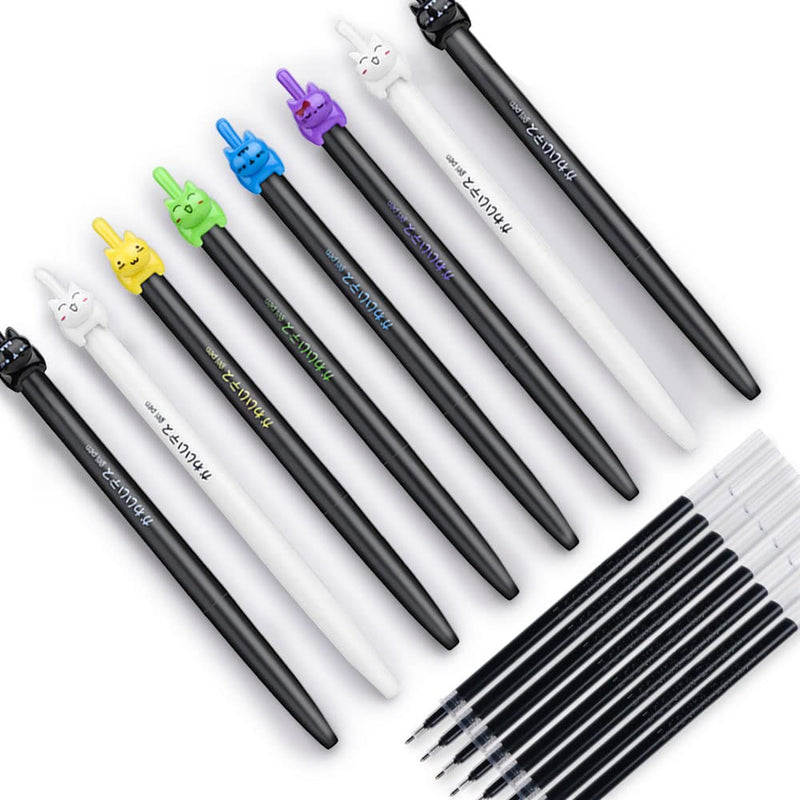 RECHENG retractable cat gel pens,Fine Point 0.5mm black ink,Cute kitty fun ball point pens for girls kids School Office Supplies,16 pack. cat pens 16-PACK - BeesActive Australia