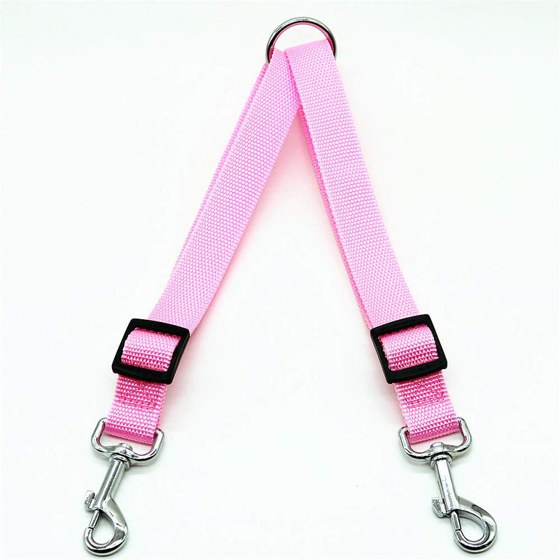 HTKJ No Tangle Dog Leash Coupler, Dual Double Dog Adjustable Splitter Lead for Two Dogs Durable Walker and Trainer Leash 1 X 16-23 Inches - Pink - BeesActive Australia