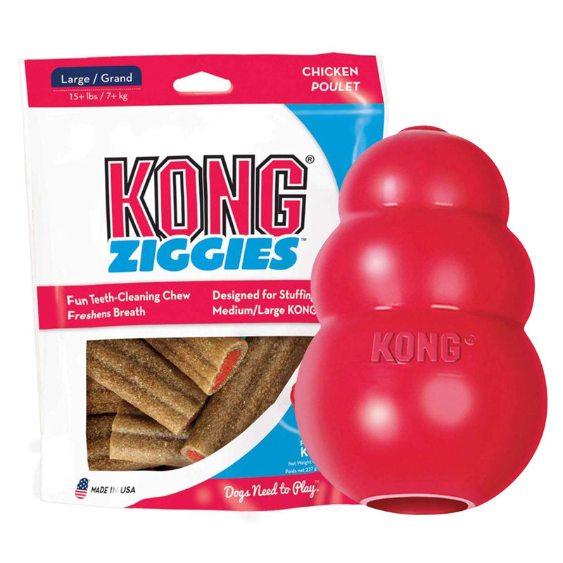KONG - Classic and Ziggies - Dog Chew Toy with Dog Treats - for Large Dogs - BeesActive Australia