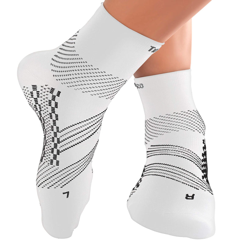 TechWare Pro Plantar Fasciitis Socks - Ankle Compression Socks for Women & Men. Achilles Tendonitis Brace & Foot Arch Support Small White / Gray - BeesActive Australia