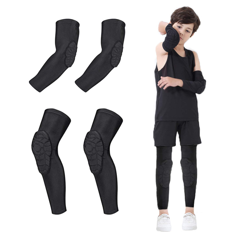Rejolly Knee and Elbow Pads for Kids 4 PCS Youth Honeycomb Compression Sleeves Pads Guards Sports Protective Gear for Basketball, Baseball, Football, Volleyball, Wrestling, Cycling YXL (10-12 Yrs Old) - BeesActive Australia
