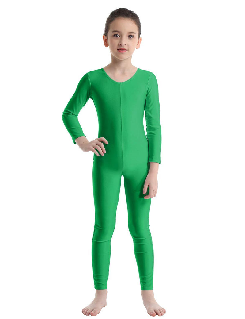 [AUSTRALIA] - Aislor Kids Big Girls One Piece Long Sleeves Full Body Jumpsuit Bodysuit Dance Athletic Gymnastics Leotard Activewear Green 10-12 