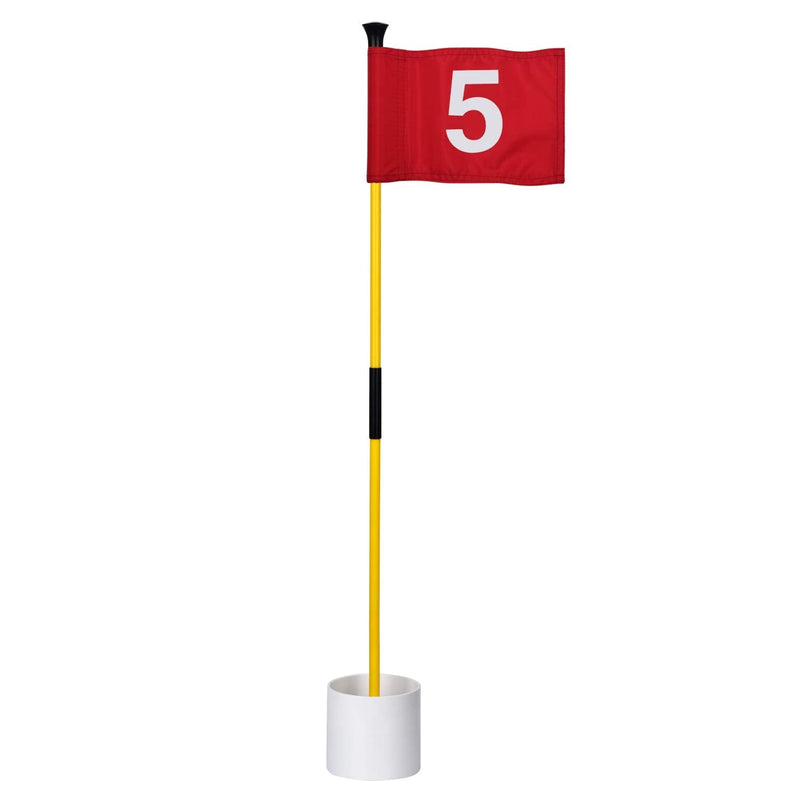 KINGTOP Golf Flagsticks Mini, Putting Green Flag for Yard, All 3 Feet, Golf Pin Flags Hole Cup Set, Fiberglass Portable 2-Section Design, Gifts Idea 1 Pack- Red Flag #5 - BeesActive Australia