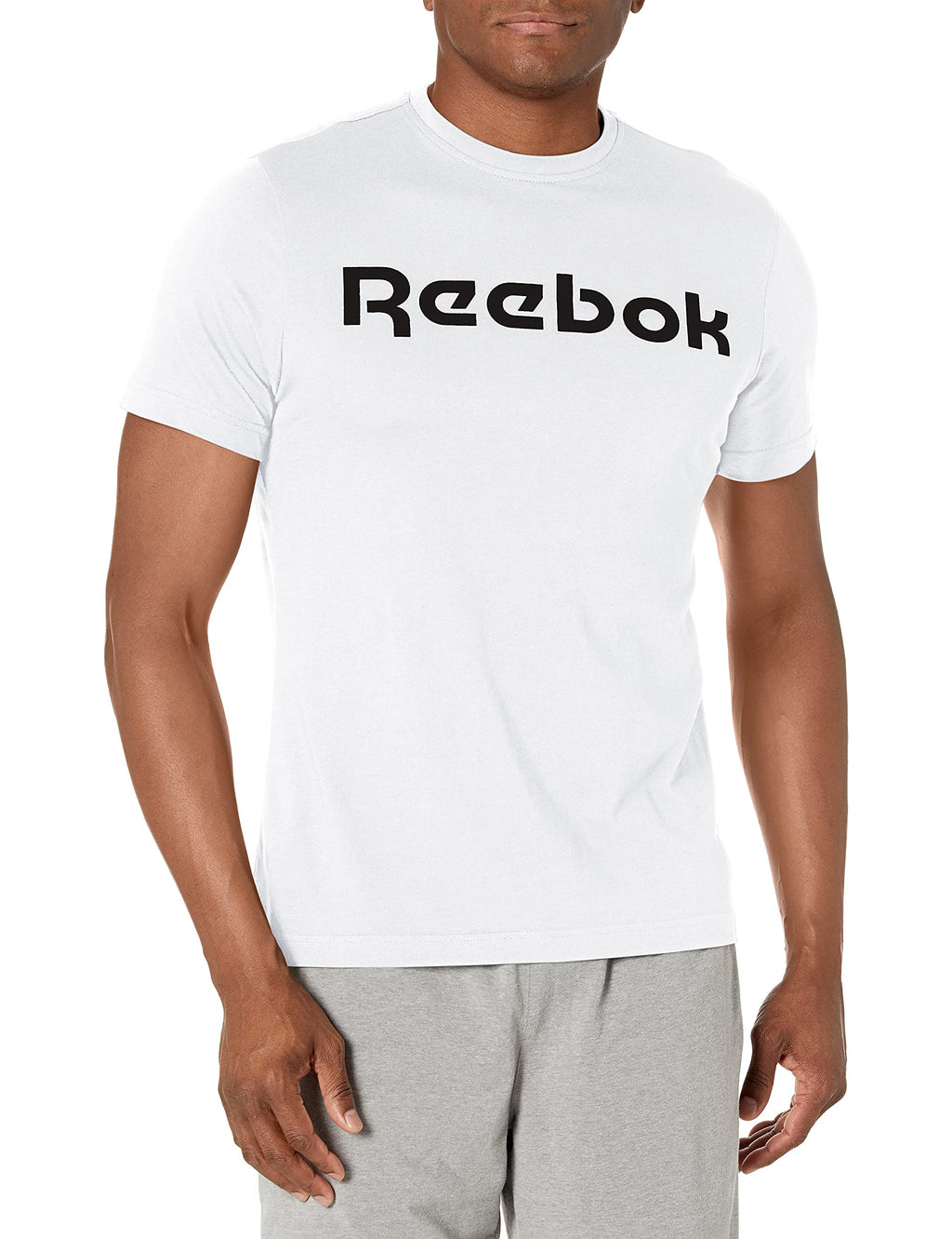 Reebok Men's Training Essentials Graphic T-Shirt Large White/Black Wordmark - BeesActive Australia