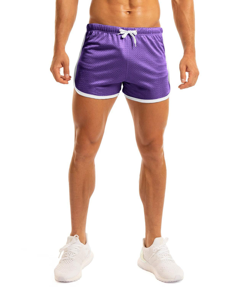 [AUSTRALIA] - Ouber Men's Fitted Shorts Bodybuilding Workout Gym Running Tight Lifting Shorts Small Purple 