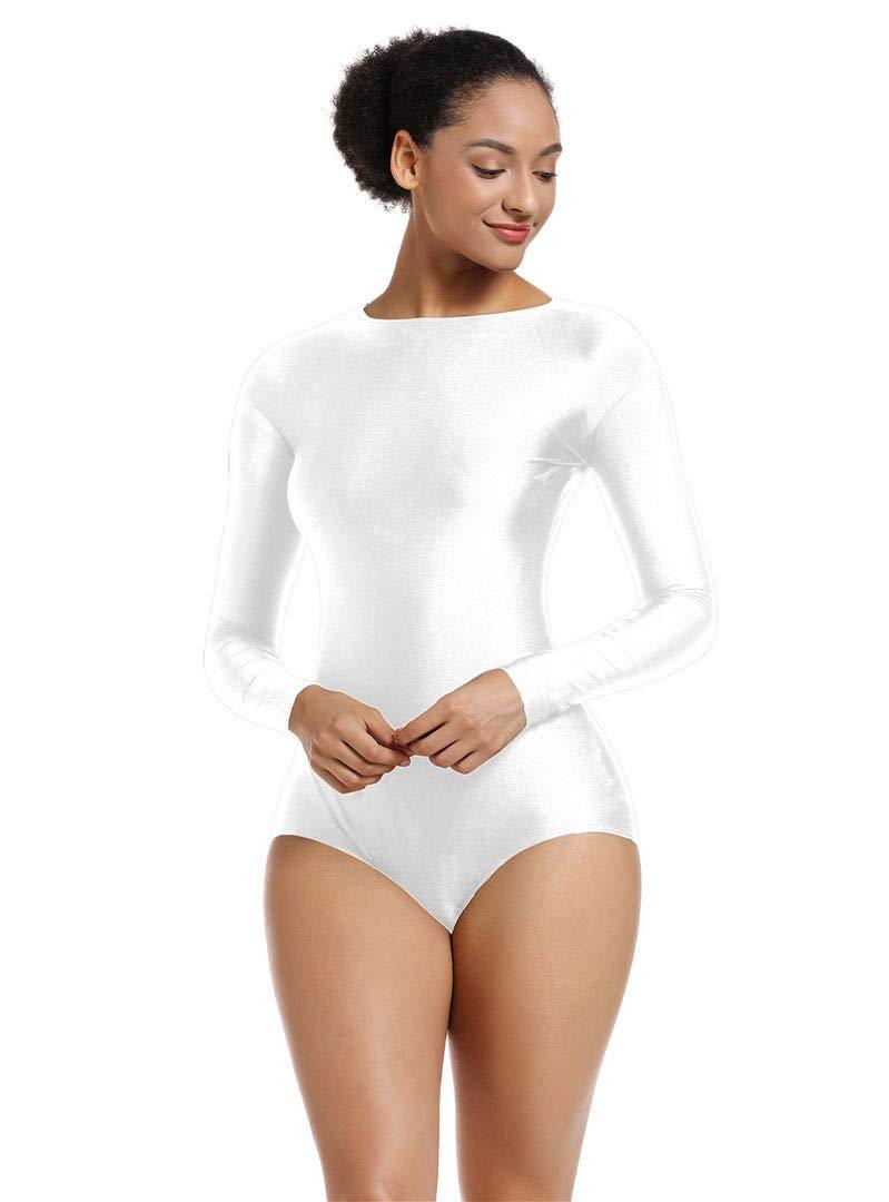 [AUSTRALIA] - OVIGILY Women's Snap Crotch Long Sleeve Leotard Bodysuit Tops White XXX-Large 