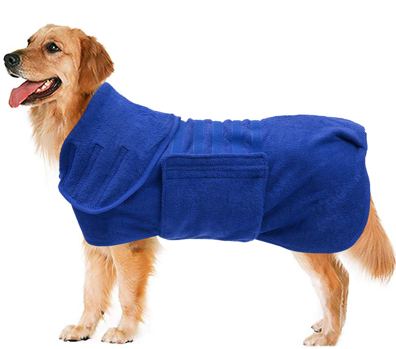 Geyecete Dog Drying Coat -Dry Fast Dog Bag - Dog Bathrobe Towel - Microfibre Fast Drying Super Absorbent Pet Dog Cat Bath Robe Towel,Luxuriously Soft, XX-Large Blue(Microfibre) - BeesActive Australia