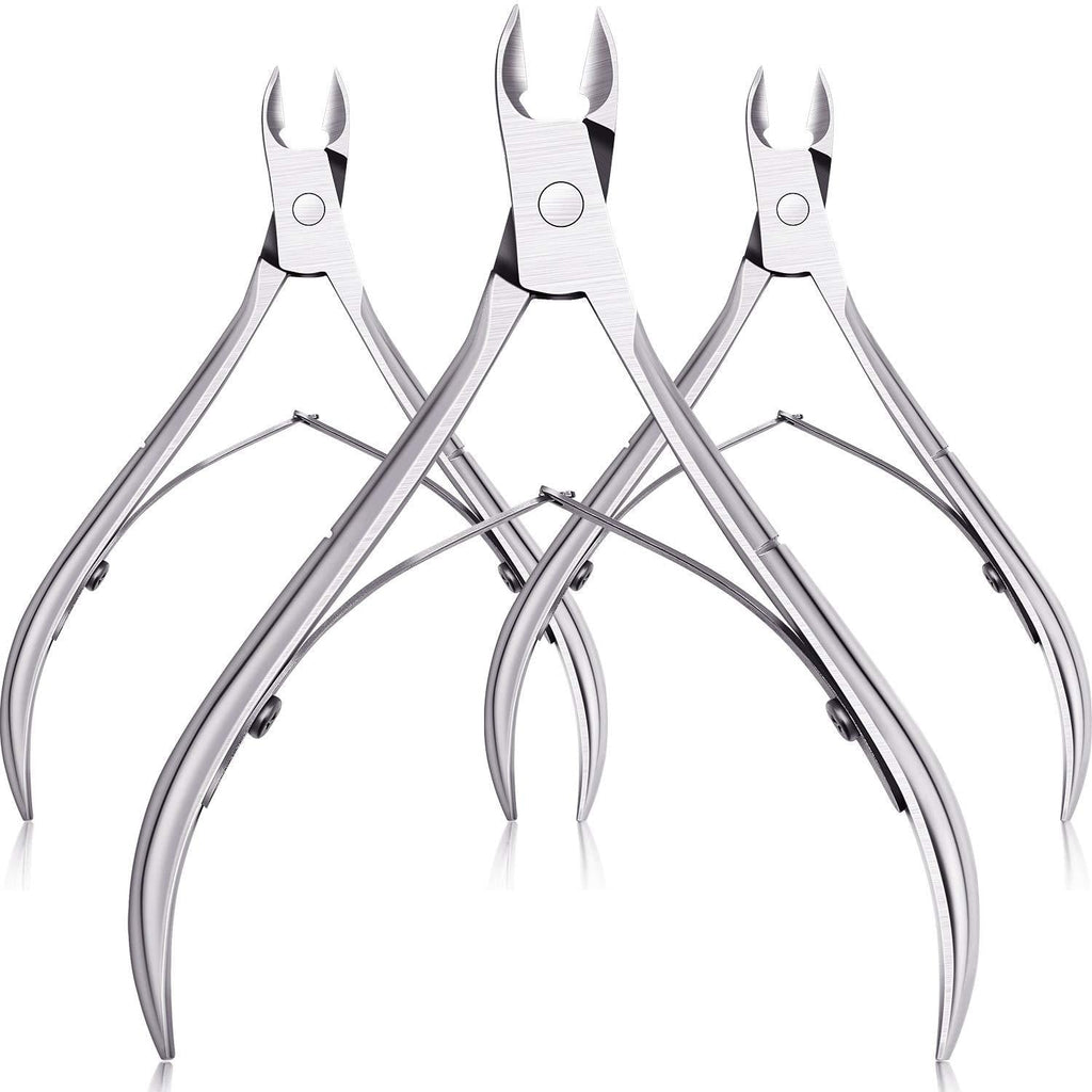 3 Packs Cuticle Cutter Cuticle Nippers Pointed Blade Cuticle Trimmer Stainless Steel Nail Clippers Manicure Tool for Fingernails No Cuticle Pusher (Silver) Silver - BeesActive Australia