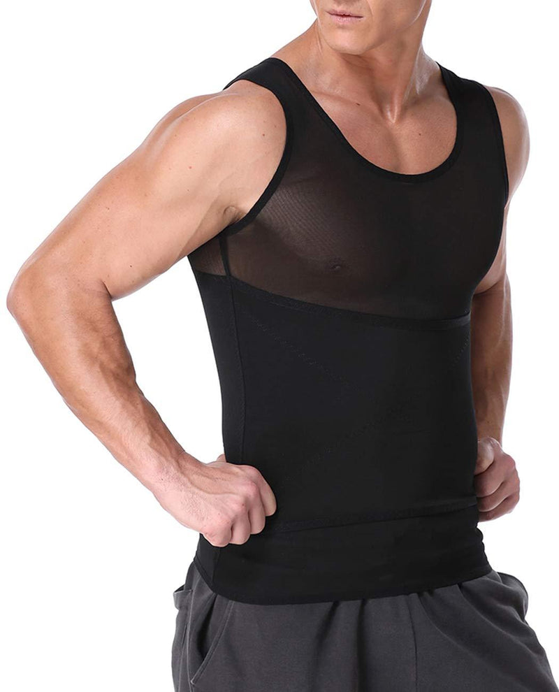 AIXINTE Men Slimming Vest for Weight Loss Body Shaper Compression Undershirt Tank Top Shapewear Black Shaper Large - BeesActive Australia