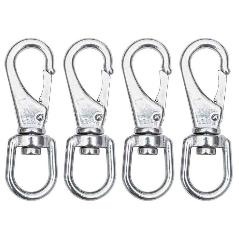 [AUSTRALIA] - SHONAN Stainless Steel Swivel Eye Snap Hook- 4-Pack (3-1/2 inch) Flag Pole Clips, Scuba Diving Clips Spring Hooks for Dog leashes, Keychains, Boat Anchor Ropes, Bird Feeders, Pet Chains 