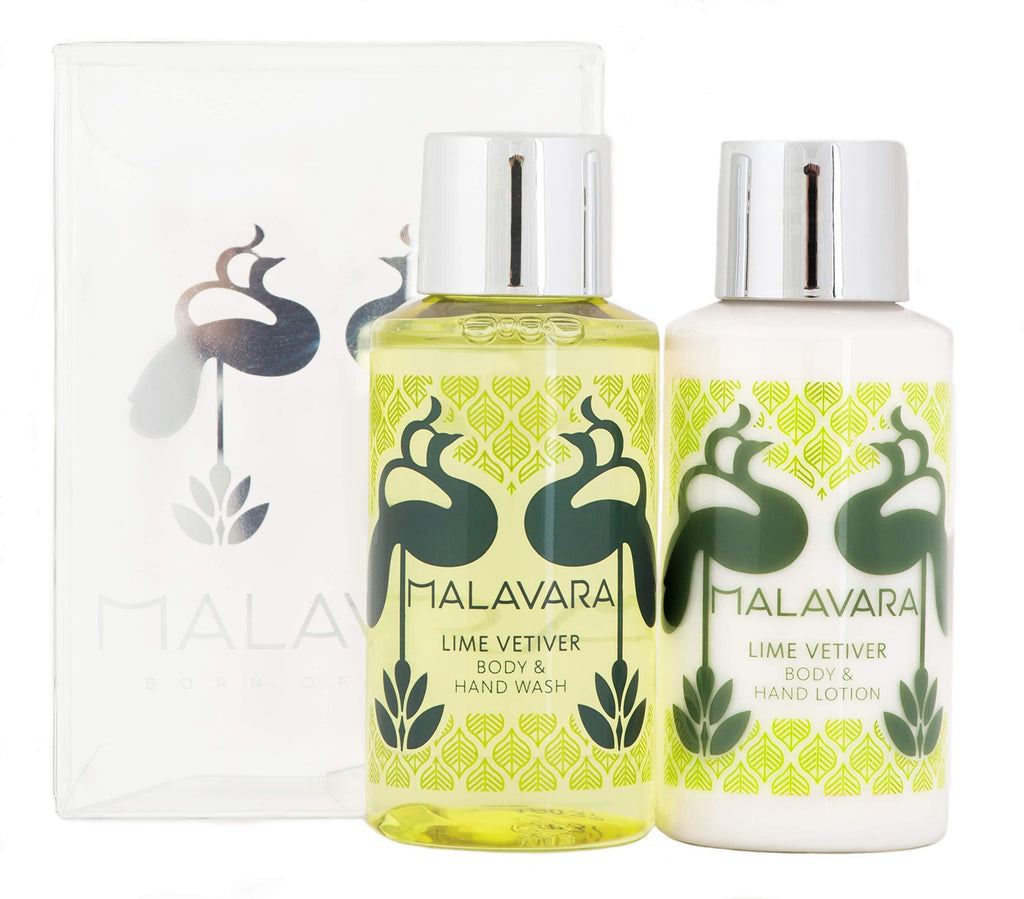 Malavara Lime Vetiver Mini Set - Lotion and Hand Wash, 50 ml each - BeesActive Australia