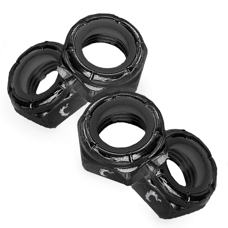 Fireball Dragon Axle Nuts for Skateboard & Longboard Trucks - 4-Pack Performance Truck Hardware Nuts Black - BeesActive Australia