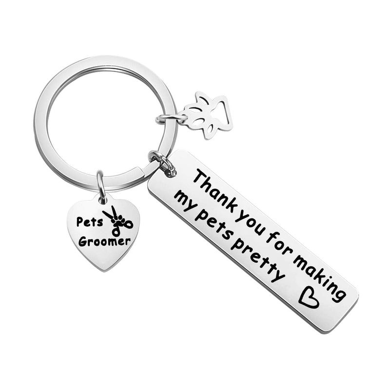 bobauna Pet Groomer Keychain Thank You for Making My Pets Pretty with Paw Print Charm Thank You Gift for Pet Groomer Dog Hairdresser Veterinarian - BeesActive Australia
