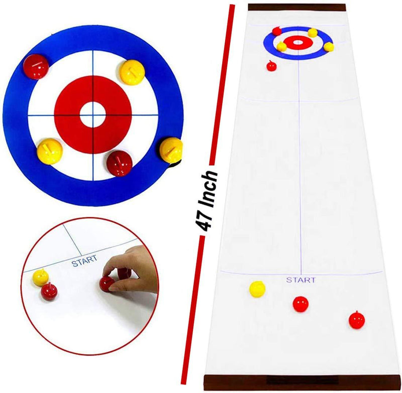 Fun Family Games Table Top  Compact Curling Board Game Set for Kids and Adults Shuffleboard Pucks with 8 Rollers - BeesActive Australia