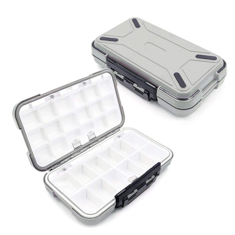 YUKI Fishing Lure Boxes, Bait Storage Case Fishing Tackle Storage Trays Accessory Boxes Thicker Plastic Hooks Organizer for Vest Casting Fly Fishing Grey - L - BeesActive Australia