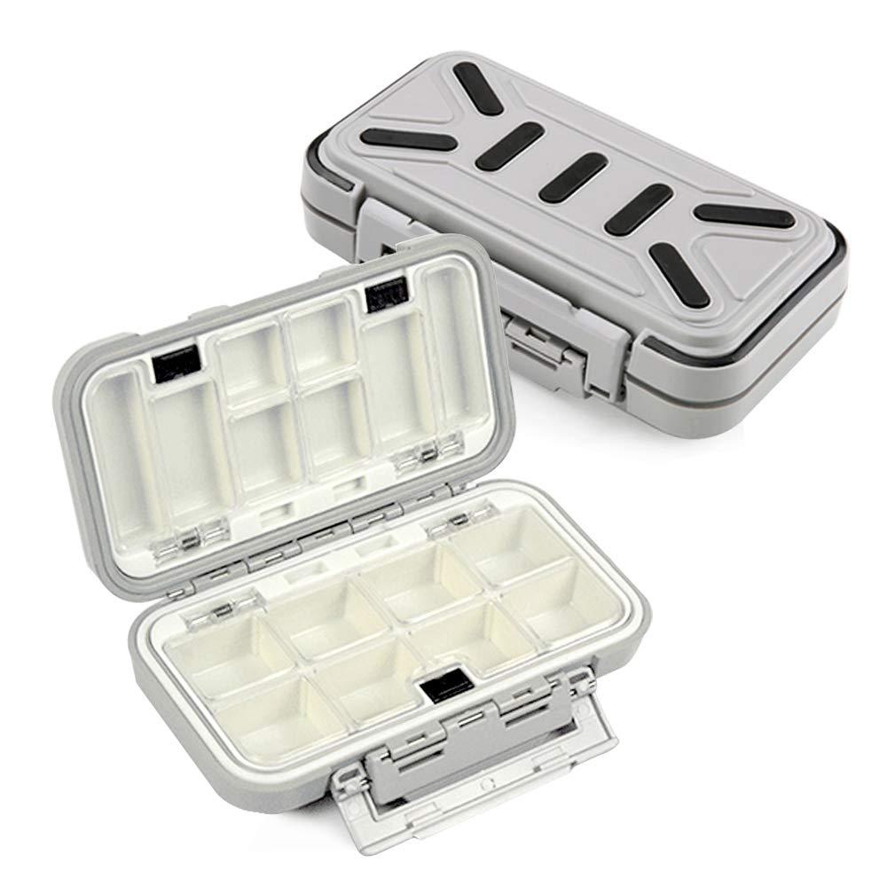 [AUSTRALIA] - YUKI Fishing Lure Boxes, Bait Storage Case Fishing Tackle Storage Trays Accessory Boxes Thicker Plastic Hooks Organizer for Vest Casting Fly Fishing - Waterproof Seal Grey - M 