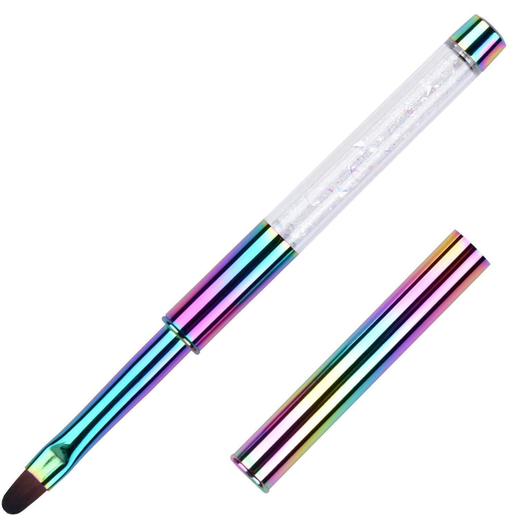 Ycyan 1Pcs Oval UV Gel Nail Brush Rhinestone Handle Professional Nail Art Tools Size 8 Multi-colored - BeesActive Australia