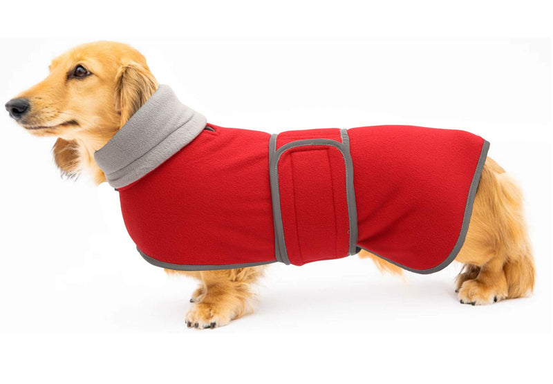 Geyecete Dog Jacket, Dog Coat Perfect for Dachshunds, Dog Winter Coat with Padded Fleece Lining and high Collar, Dog Snowsuit with Adjustable Bands Sizes Small Red - BeesActive Australia