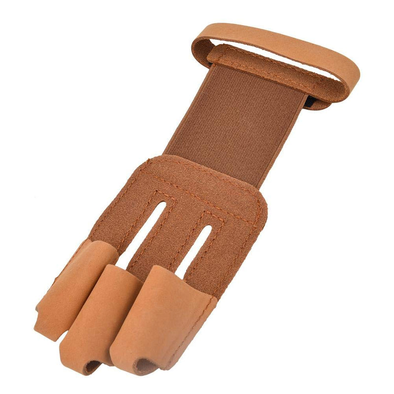 Artificial Cow Leather Archery 3 Finger Protective Gloves for Recurve Compound Bow Guard for Hunting Shooting Brown - BeesActive Australia