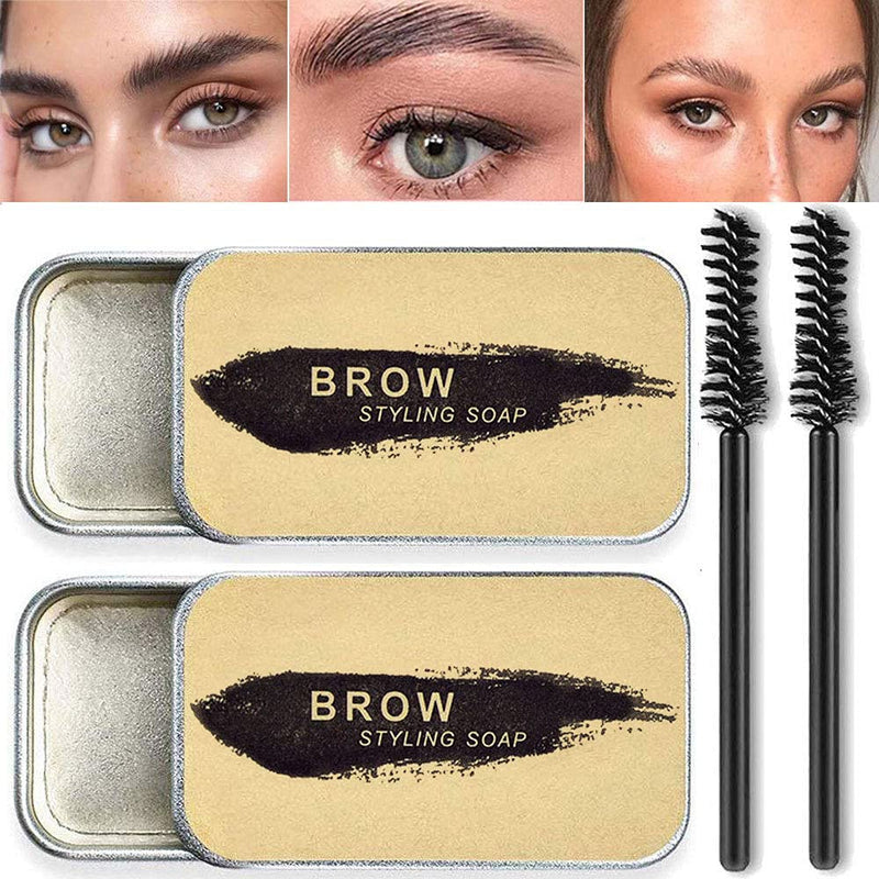 2 Pack Eyebrow Soap Kit, 4D Brows Gel Long Lasting Eyebrow Setting Gel Waterproof Eyebrow Makeup Balm Pomade Cosmetics - BeesActive Australia