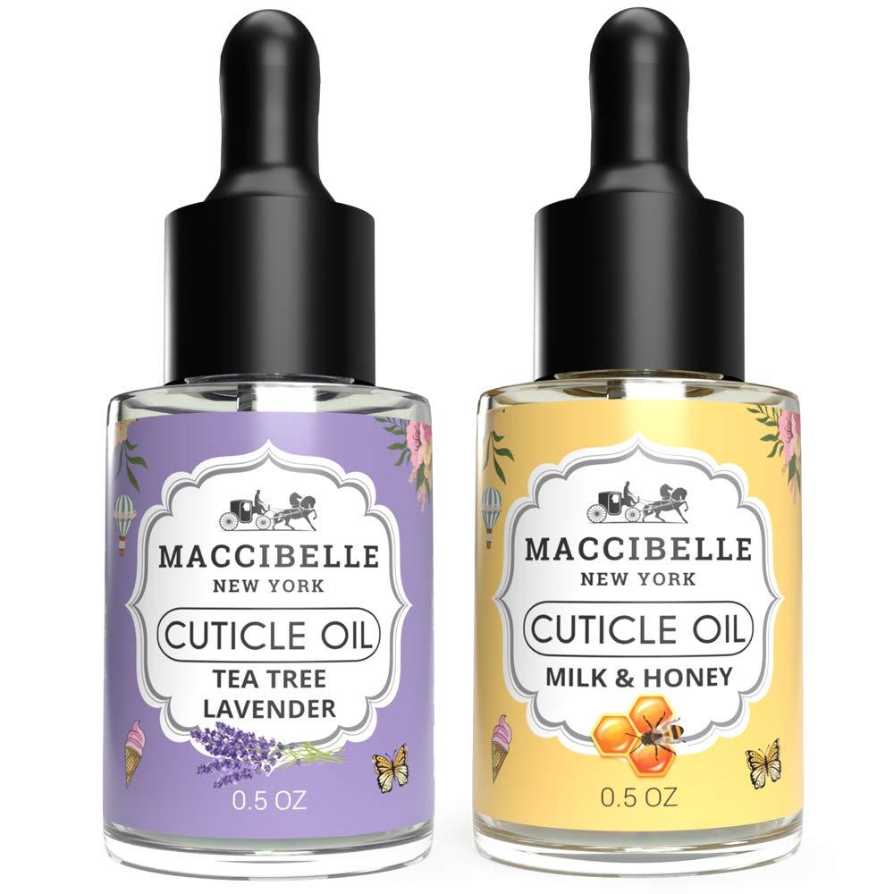 Maccibelle Cuticle Oil 0.5 oz for Dry Cracked Cuticles (SET OF 2 (Tea Tree Lavender + Milk &Honey)) SET OF 2 (Tea Tree Lavender + Milk &Honey) - BeesActive Australia