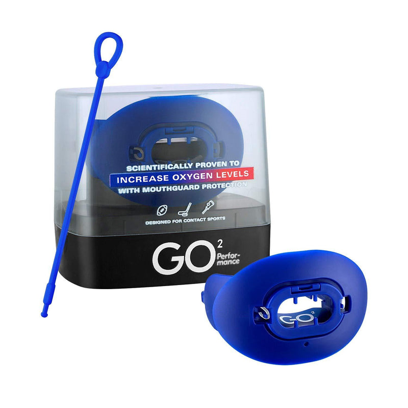 [AUSTRALIA] - GO2 Sports Football Mouth and Lip Guard with Maximum Air Flow for Increased Oxygen and Endurance Includes Dental Warranty Made in The USA Blue 