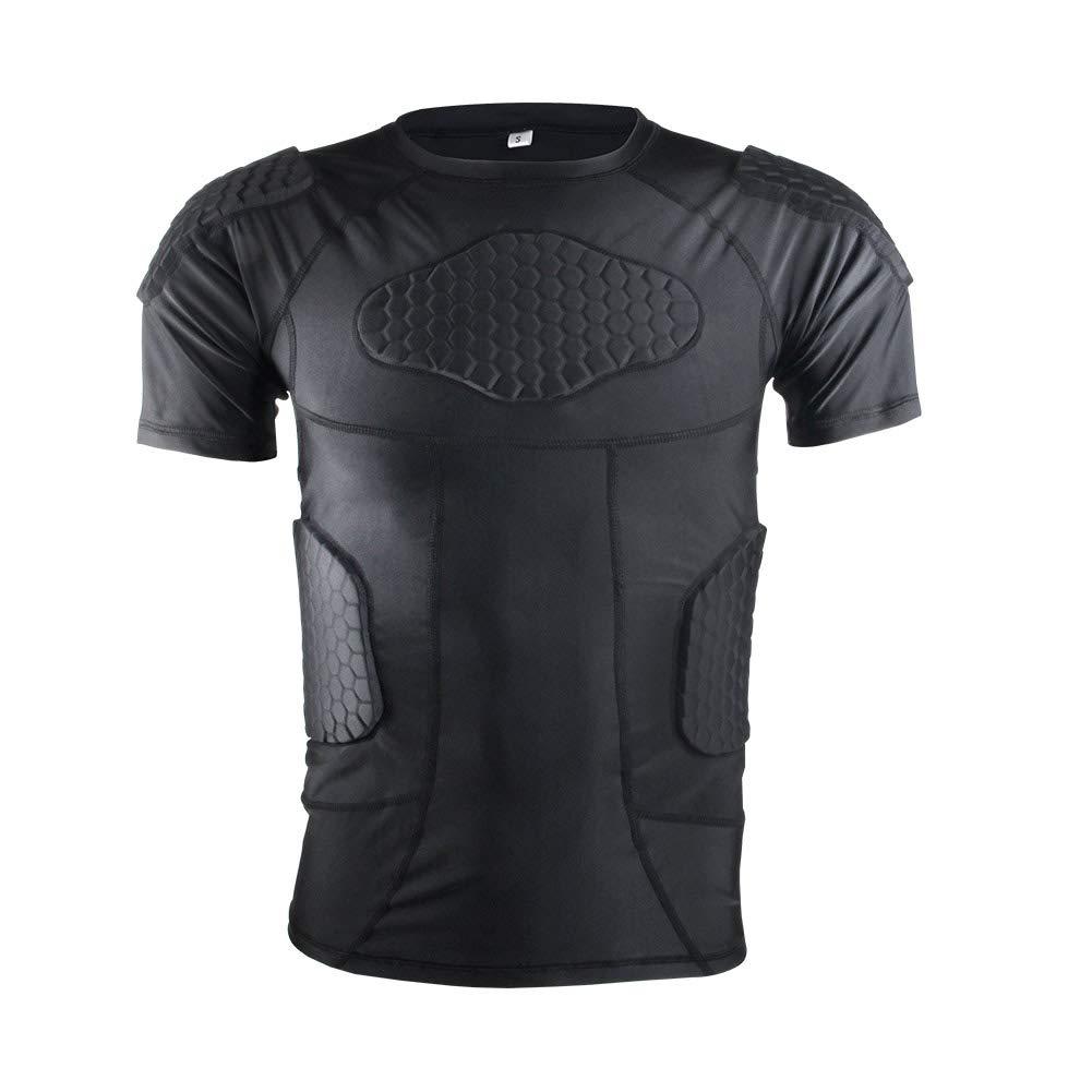 [AUSTRALIA] - Men's Padded Compression Set Protector for Football Baseball Soccer Basketball Bike Rugby Paintball Snowboard Ski Volleyball Training Small short sleeve 