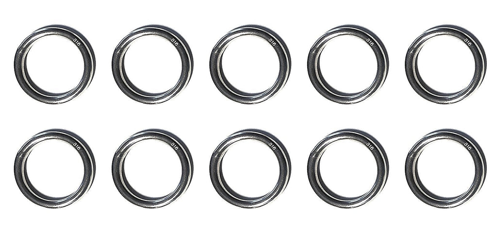 [AUSTRALIA] - 10 Pieces Stainless Steel 316 Round Ring Welded 3/16" x 1 3/8" (5mm x 35mm) Marine Grade 
