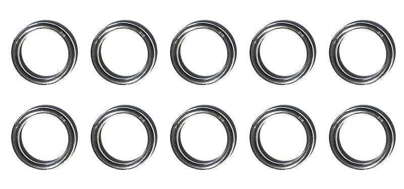 [AUSTRALIA] - 10 Pieces Stainless Steel 316 Round Ring Welded 3/16" x 1 3/8" (5mm x 35mm) Marine Grade 