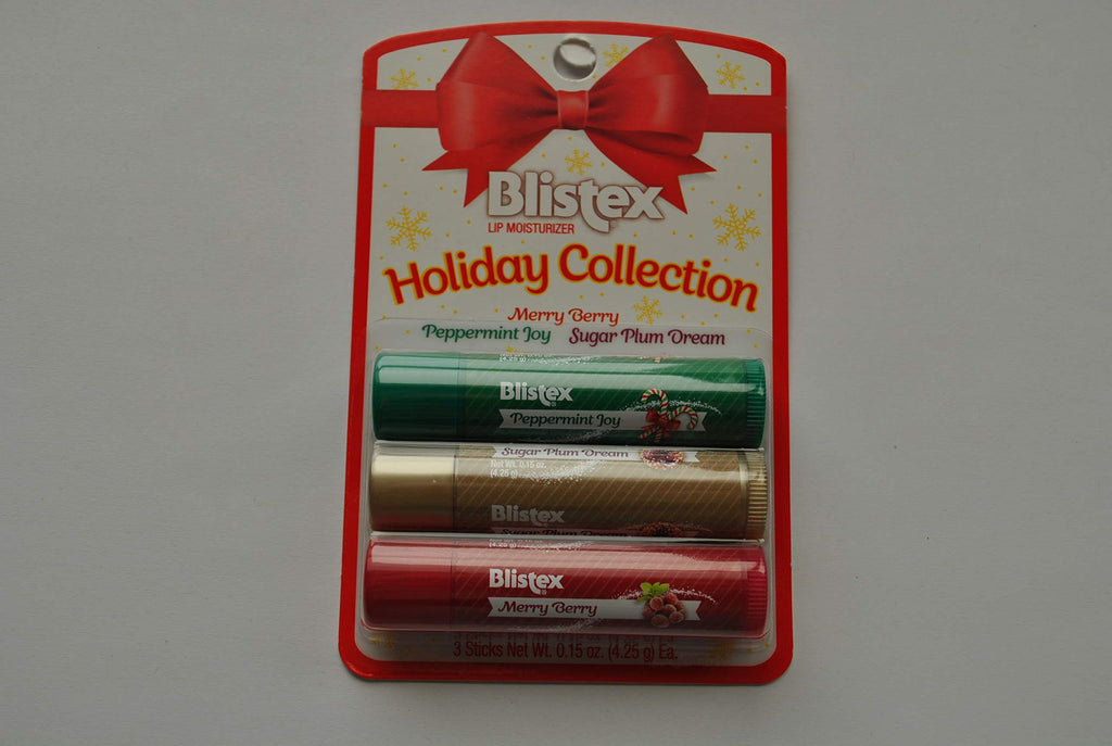 Blistex Lip Moisturizer Holiday Collection - Merry Berry, Peppermint Joy, Sugar Plum Dream 0.15 oz (Pack of 1) - BeesActive Australia