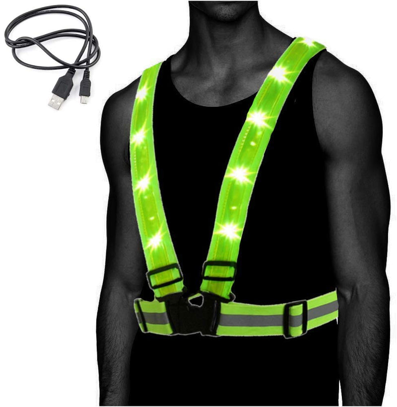 Atlecko 360° Rechargeable LED Running, Cycling, Hiking Reflective Vest & Belt for Men, Women & Kids - Safe & Comfortable - Bright Lights for High Visibility, Excellent Battery Life, Perfect for Night - BeesActive Australia