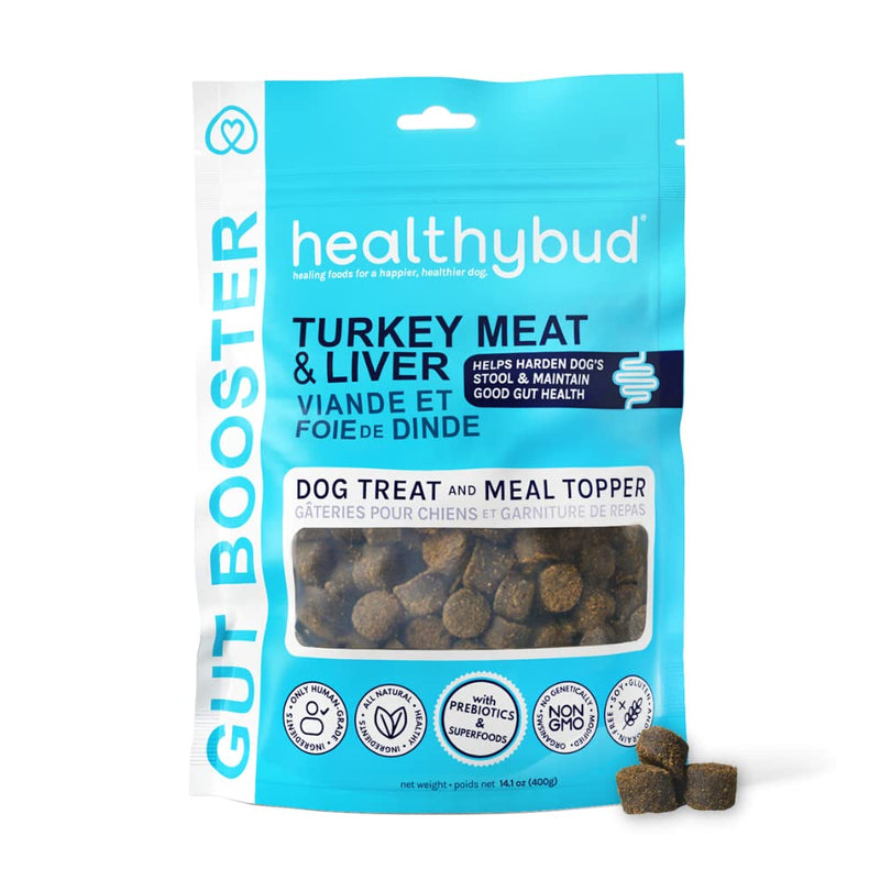 healthybud Turkey Healthy Gut Dog Treats & Food Topper, Sensitive Stomach Dog Treats - Dog Nutritional Supplement & Pet Chews, Probiotics, Prebiotics, Digestive Enzymes, Dog Stool Hardener 4.6 Ounce (Pack of 1) - BeesActive Australia