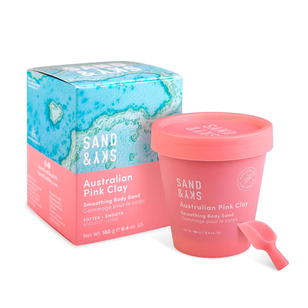Sand & Sky Australian Pink Clay Smoothing Body Sand. Organic Exfoliating Body Scrub - BeesActive Australia