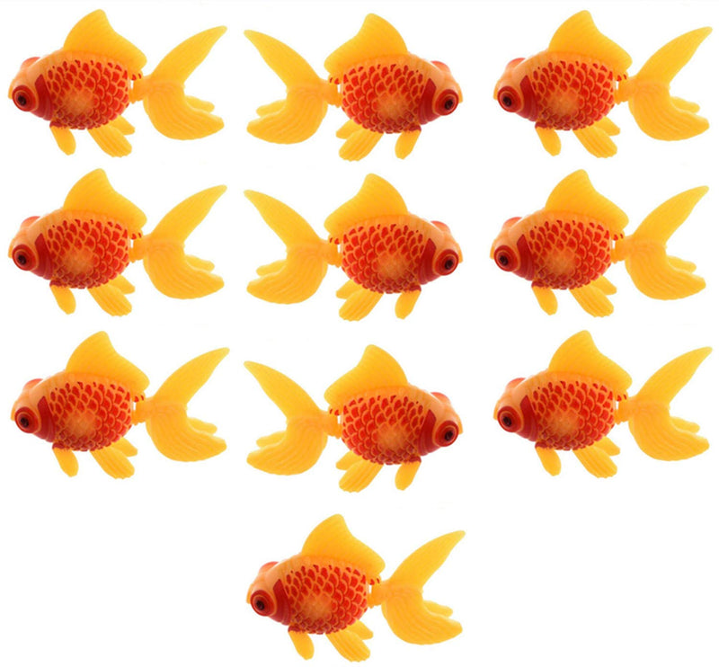 XMHF Aquarium Fish Bowl Tank Artificial Floating Plastic Yellow Red Decor Goldfish Ornament Fish Tank Decoration 10PCS - BeesActive Australia