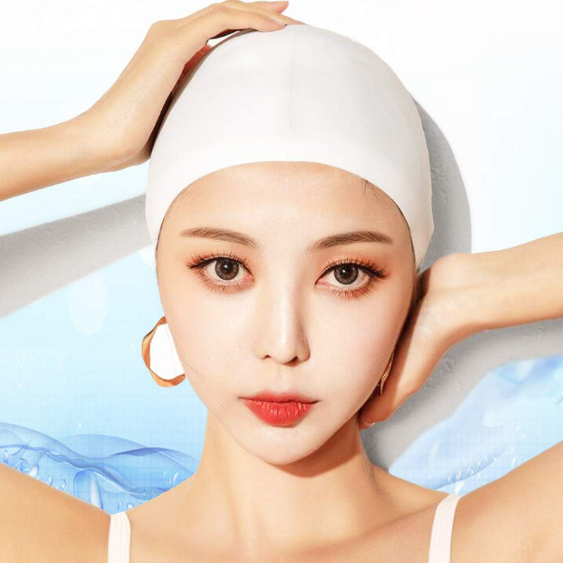 HuoLian Swim Cap Swimming Cap Silicone Swim Cap for Men Women Kids Boys Girls for Long Hair White/Black - BeesActive Australia
