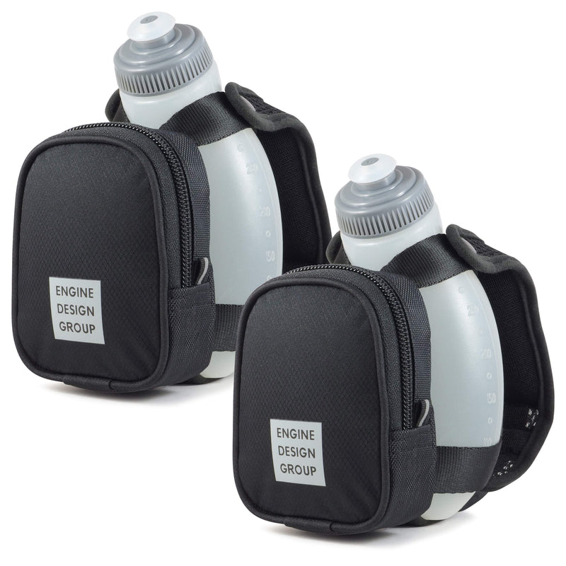 [AUSTRALIA] - NGN Sport - Running Water Bottle Handheld | Hydration Bottle & Pack with Zippered Pocket - 10 oz Locomotive Black 10 oz (2-Pack) 