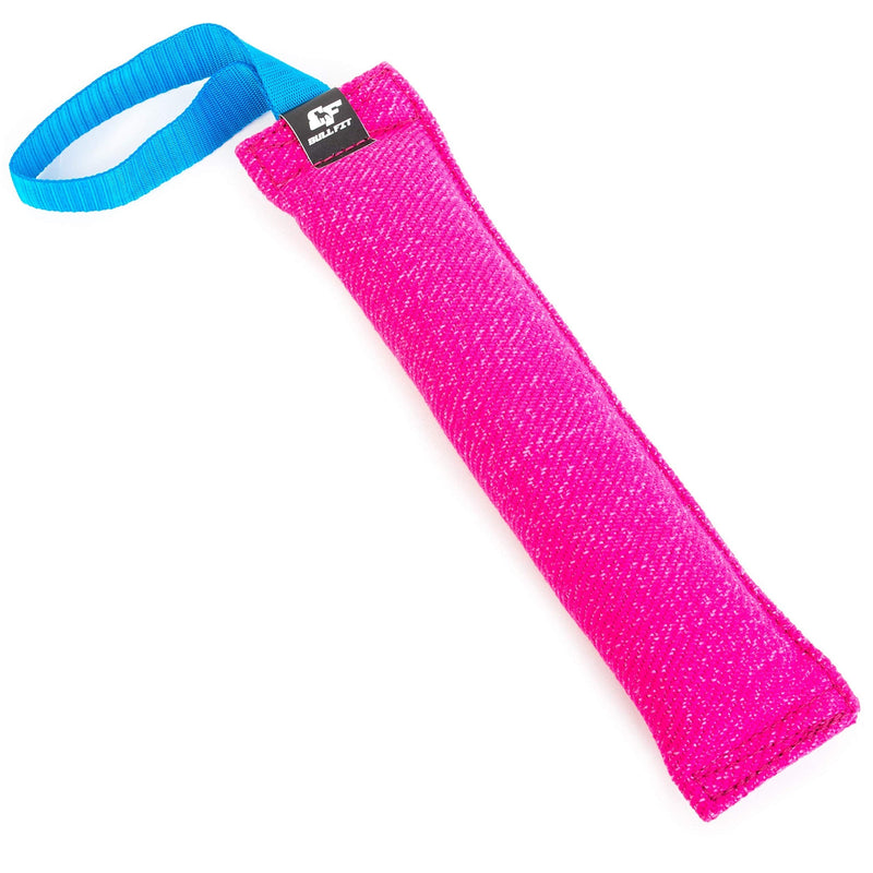 K9 Dog Bite Tug Toy - Made of Durable & Tear-Resistant French Linen - Perfect for Tug of War, Fetch & Puppy Training - Ideal for Medium to Large Dogs - Tough Pull Toy with Strong Handle & Stitching Pink Bite Tug with Blue Handle - BeesActive Australia