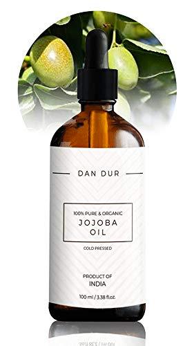 Dan-Dur Jojoba Oil Certified 100% BIO, Cold Pressed, Extra Virgin, Multi-Purpose Treatment, VITAMIN E, FOR FACE, HAIR, BODY and NAILS (3.38 fl. oz) 3.38 fl. oz - BeesActive Australia