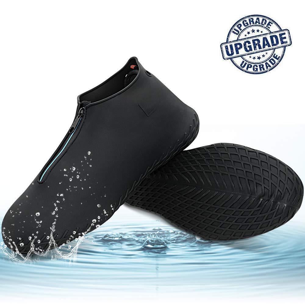 [AUSTRALIA] - Hydream Silicone Shoe Cover Waterproof, Reusable Boot Shoes Covers with Zipper,Non Slip Rain Snow Bowling Travel Indoor Outdoor Overshoe Rubber Protectors for Men Women Kids Black Large 