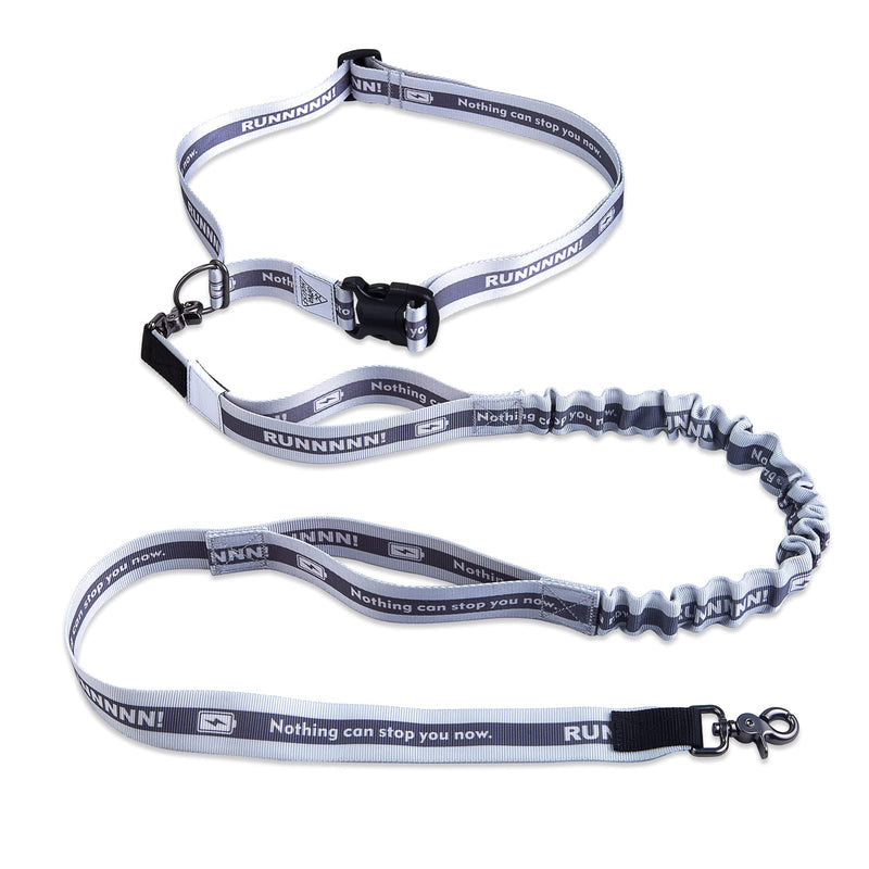 JC HOUSE Hands Free Dog Leash with Waist Belt Lifetime Replacement, Dual Handle Bungee Leash for Running, Jogging, Hiking and Walking, for Medium and Large Dogs Grey - BeesActive Australia