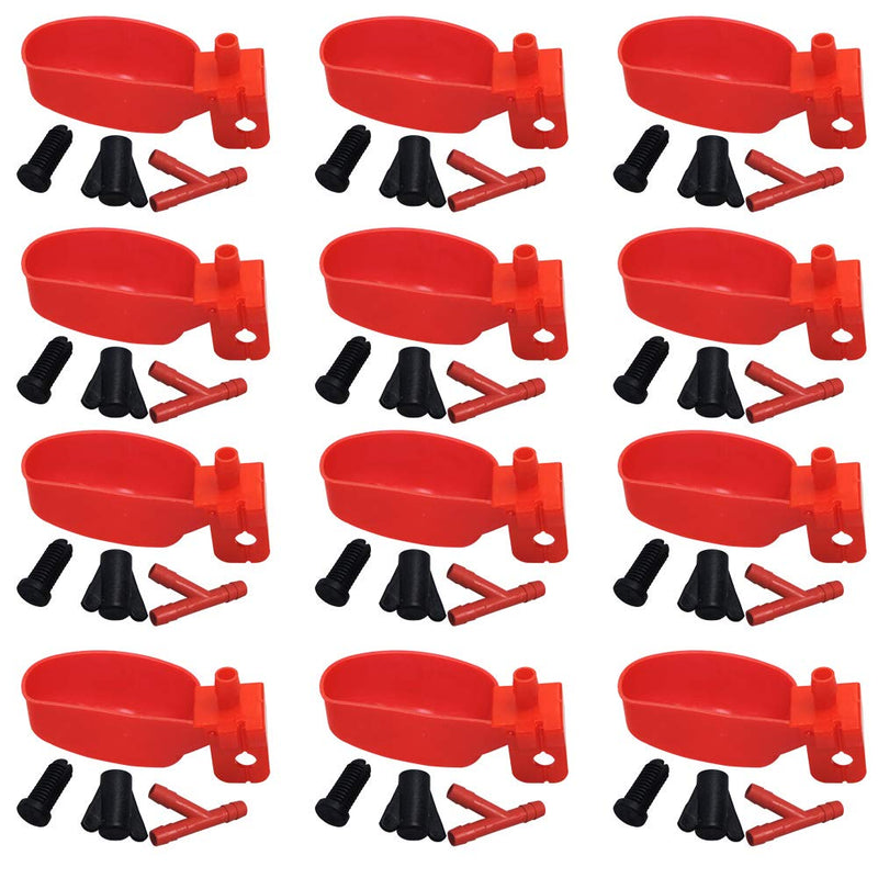 MODUODUO 12Pcs Quail Water Cups Pigeon Automatic Bird Waterer for Cage Hang Drinker Breeding Poultry Drinking Bowls Red - BeesActive Australia
