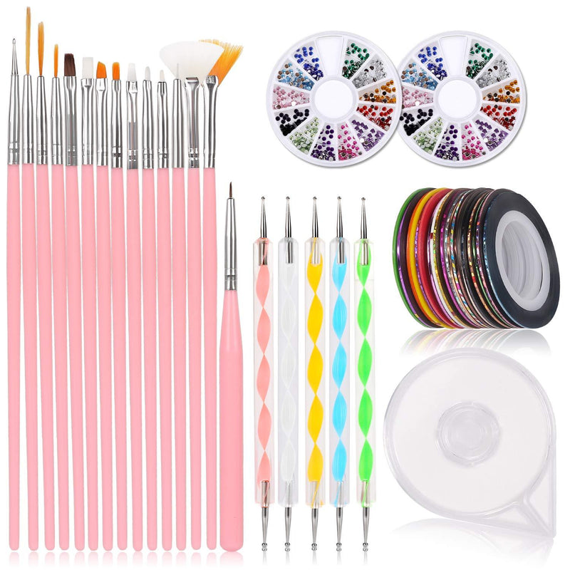 Nail Art Supplies Nail Art Design nail art tools including Nail Painting Brushes, Nail Dotting Tool, Nail striping tape, Color Rhinestones for Nails - BeesActive Australia