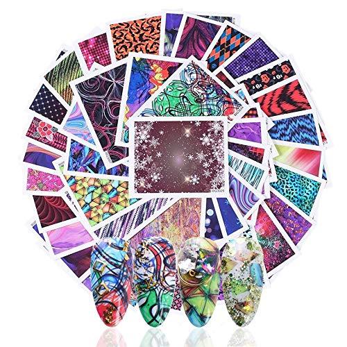 NAIL ANGEL 45 Sheets Nail Art Water Decals Water Transfer Sticker Snowflake Prints Abstract Art Design Different Pattern Decals for fingernail and toenail Manicure (45sheets) 10081 - BeesActive Australia