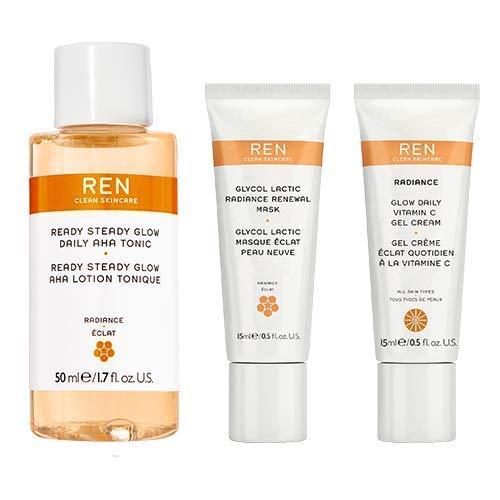 REN Clean Skincare Glow on the Go Travel 3-Piece Kit ($40 Value) Includes Travel-Size Ready Steady Glow Tonic, Glow Daily Vitamin C Gel Cream & Glycol Lactic Radiance Renewal Mask - BeesActive Australia