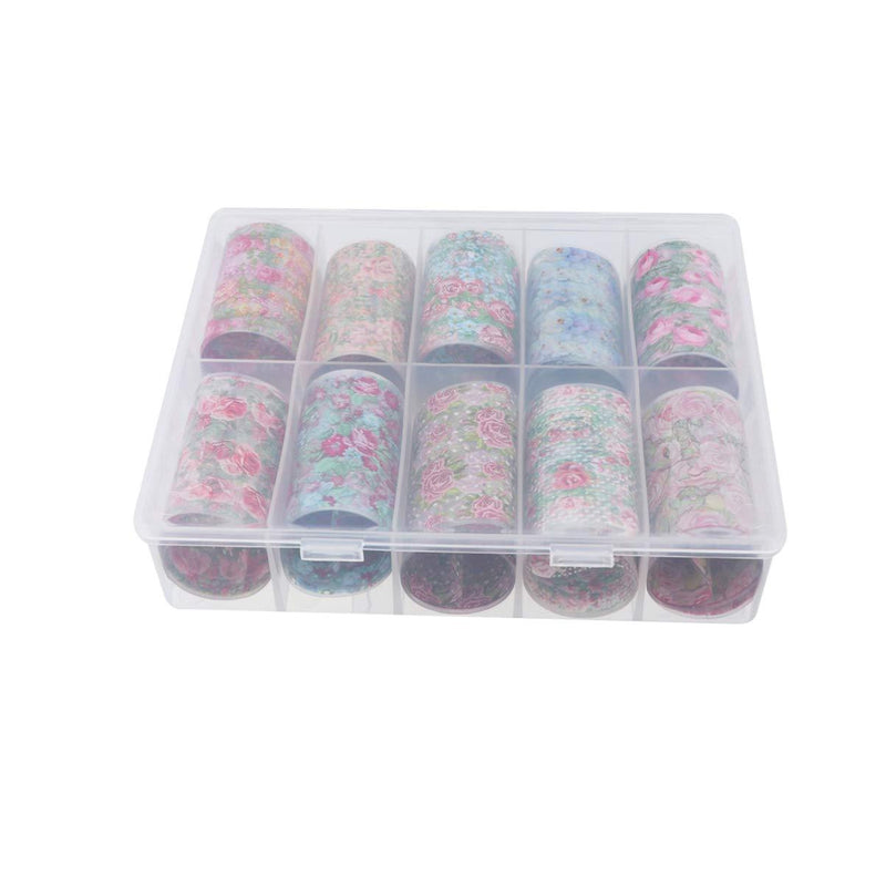 LEORX 10 Roll Nail Foil Decal Vintage Floral Transfer Nail Sticker Colorful Manicure Decorative Foil Sticker for Women (Style E) - BeesActive Australia