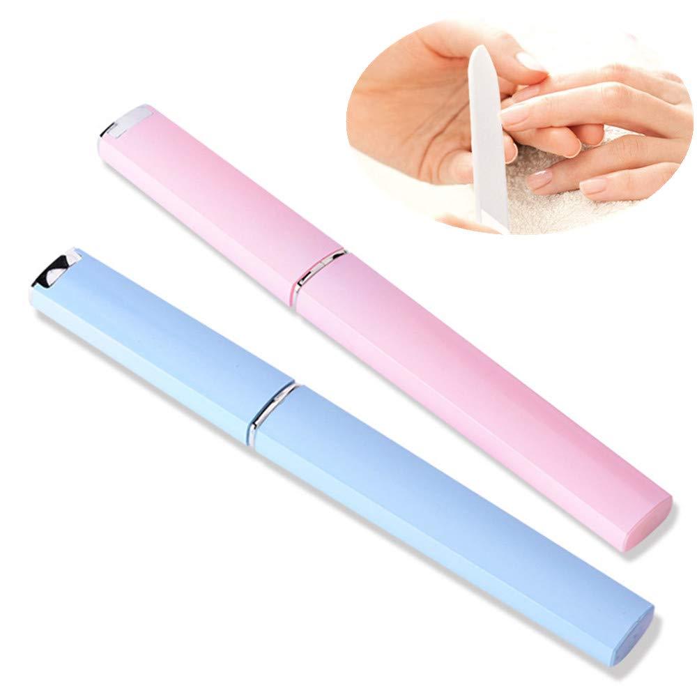 SDFSX Glass Nail File with Case Professonal Nail Files Tempered Glass Nail File High-end Nail Shop Dedicated Nail Tool for Gentle Professional Manicure Nail Care Nail File - BeesActive Australia