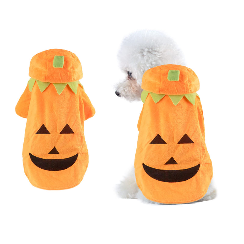 Delifur Dog Cat Halloween Pumpkin Costume Puppy Fleece Hoodie Coat for Small to Medium Dogs - BeesActive Australia